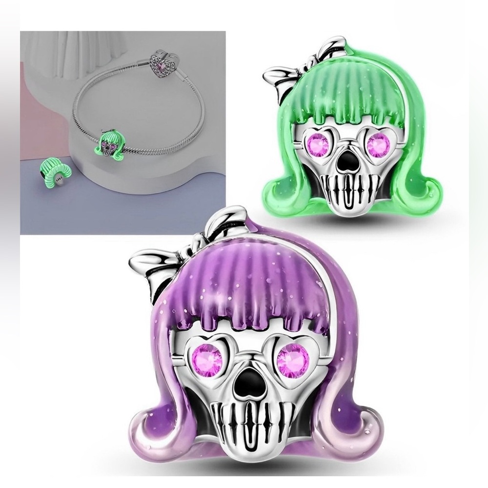 Glow in the Dark Girly Skull Charm
